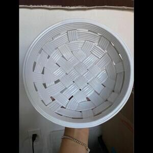 Vintage PCCW mcm mid century weaved white basket ceramic bowl